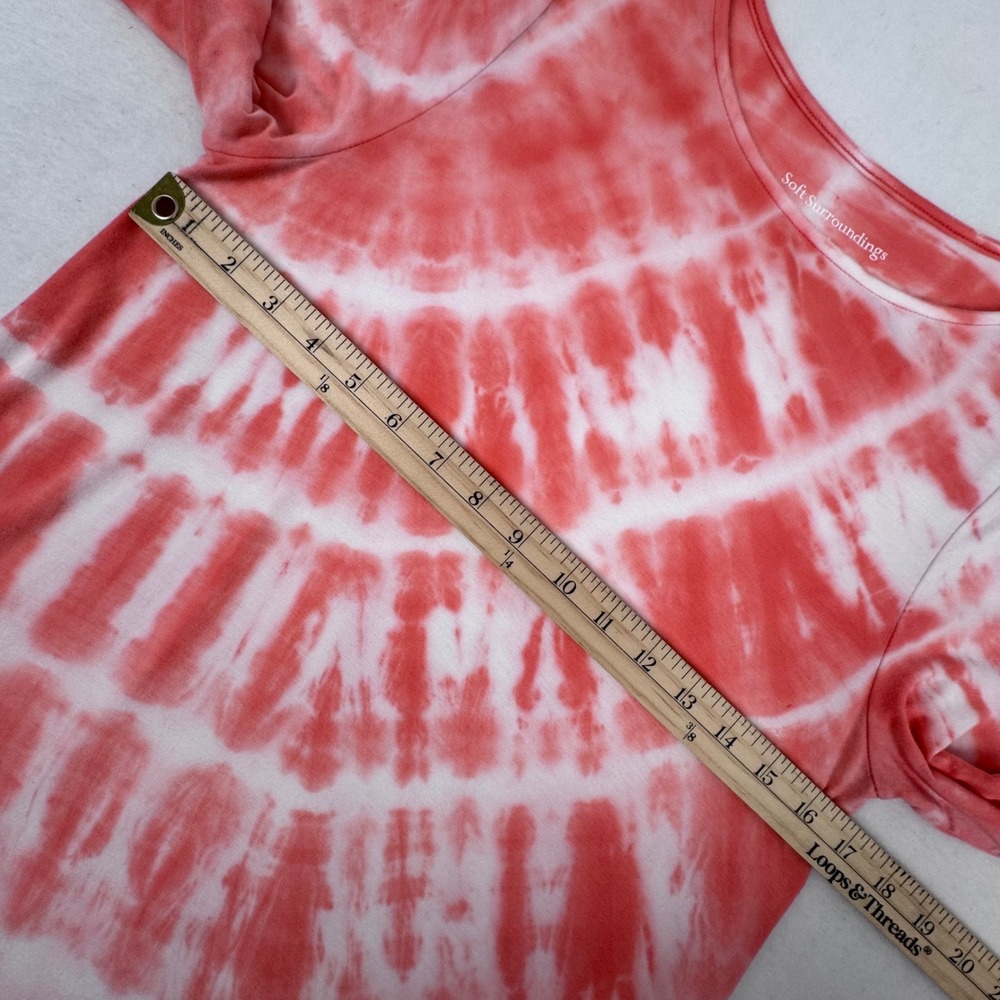 Soft Surroundings Tie Dye Tunic Top S‎ Coral Jersey Stretch Asymmetrical Resort - Picture 11 of 12